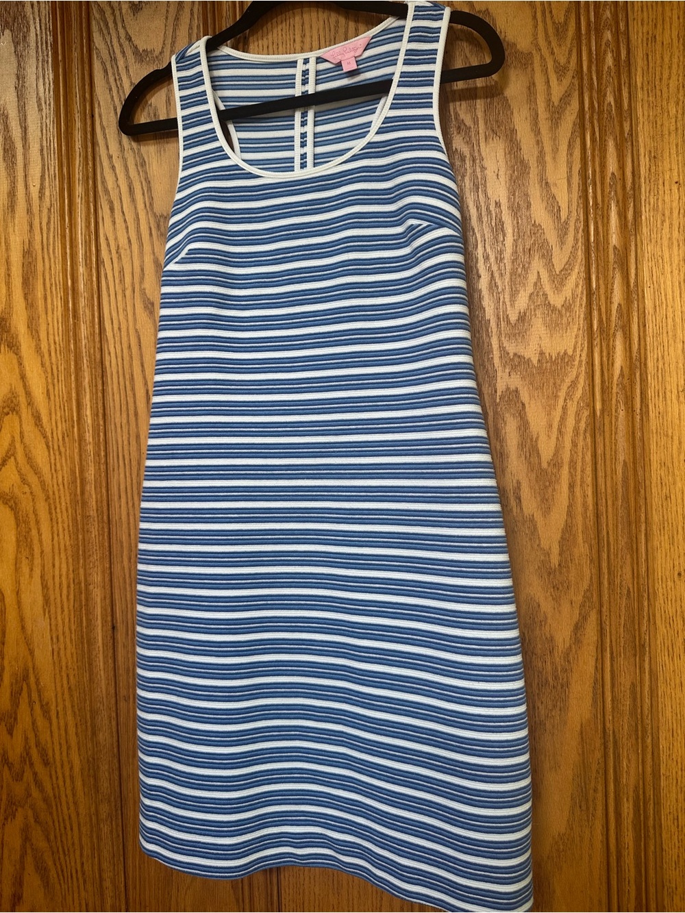 EUC Lilly Pulitzer Lyla Striped Shift Dress Blue White Ottoman Knit Racerback M - Picture 4 of 10